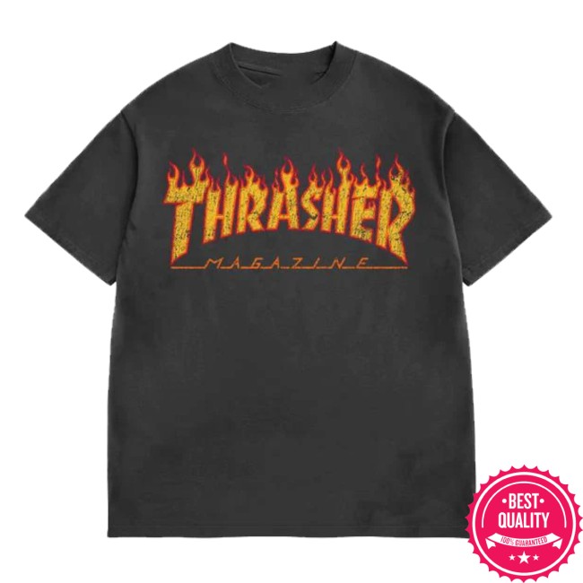 kenny black sheep skate shop store merch thrasher magazine vintage flame logo t shirt black enzyme wash