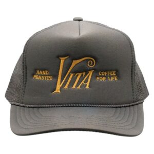 Caffe Vita Store Merch Gray Vitalogy Trucker