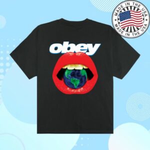 kenny obey clothing store merch lips heavyweight black t shirt