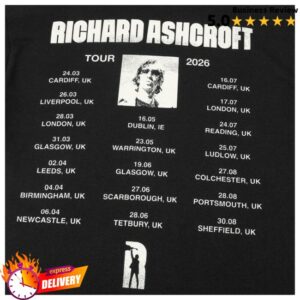 Richard Ashcroft Store Merch Richard Ashcroft 2026 Tour Dateback T-Shirt