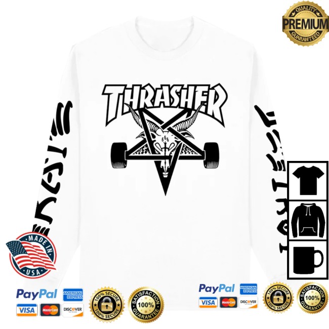 Thrasher Magazine Store Merch Goat Destroy Longsleeve - White