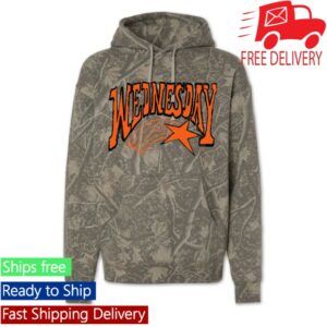 Wednesday Store Merch Camo Star Pullover Hoodie