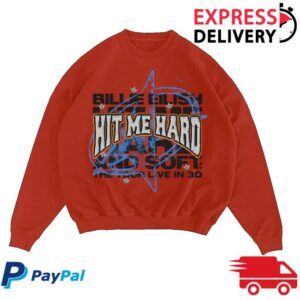 Billie Eilish Store Merch Live In 3D Star Red Sweatshirt