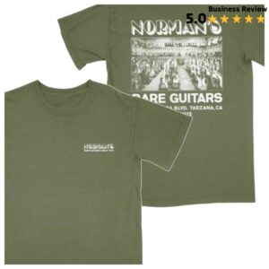 Norman's Rare Guitars Store Merch Norman's Rare Guitars Hemp Green Store Design Tee