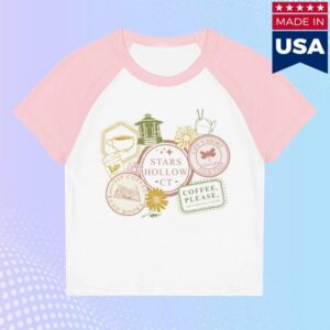 Wb Shop Store Merch Gilmore Girls Women's Micro Rib Raglan Baby Tee Stars