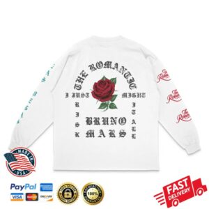 Bruno Mars Store Merch Las Vegas The Romantic Limited Edition Tour Longsleeve Tee - White