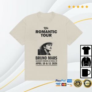 Bruno Mars Store Merch Las Vegas The Romantic Limited Edition Tour Tee - Ivory