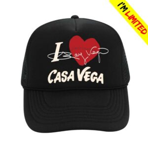 Casa Vega Store Merch I Love Cv Black Trucker Hat