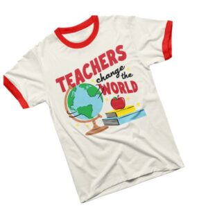 Charlie Hustle Store Merch Teachers Change The World White & Red Ringer
