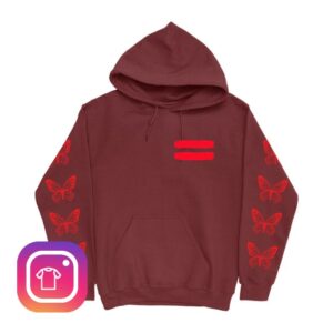 Edsheeran Store Merch Repeat Butterfly Burgundy Hoodie