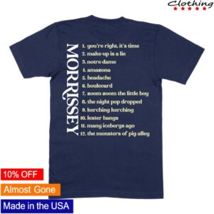 Morrissey Store Merch Tracklist Tee