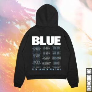 Official Blue Store Merch 25Th Anniversary Tour Logo Black Hoodie