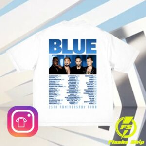 Official Blue Store Merch 25Th Anniversary Tour White Tee