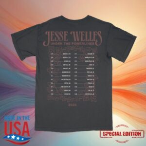 Jesse Welles Store Merch Under The Powerlines Flower 2026 Tour Tee