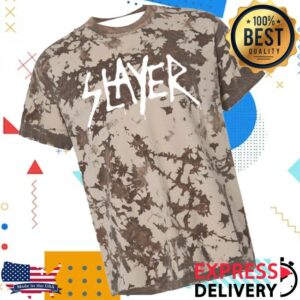 Slayer Store Merch Spraypaint Logo On Iced Beige Tie Dye Shirt