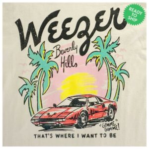 Beserk Store Merch Weezer Beverly Hills Cream T-Shirt