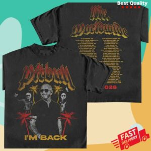 Pitbull Mt Store Merch Mr. Worldwide I'm Back 2026 Tour T-Shirt